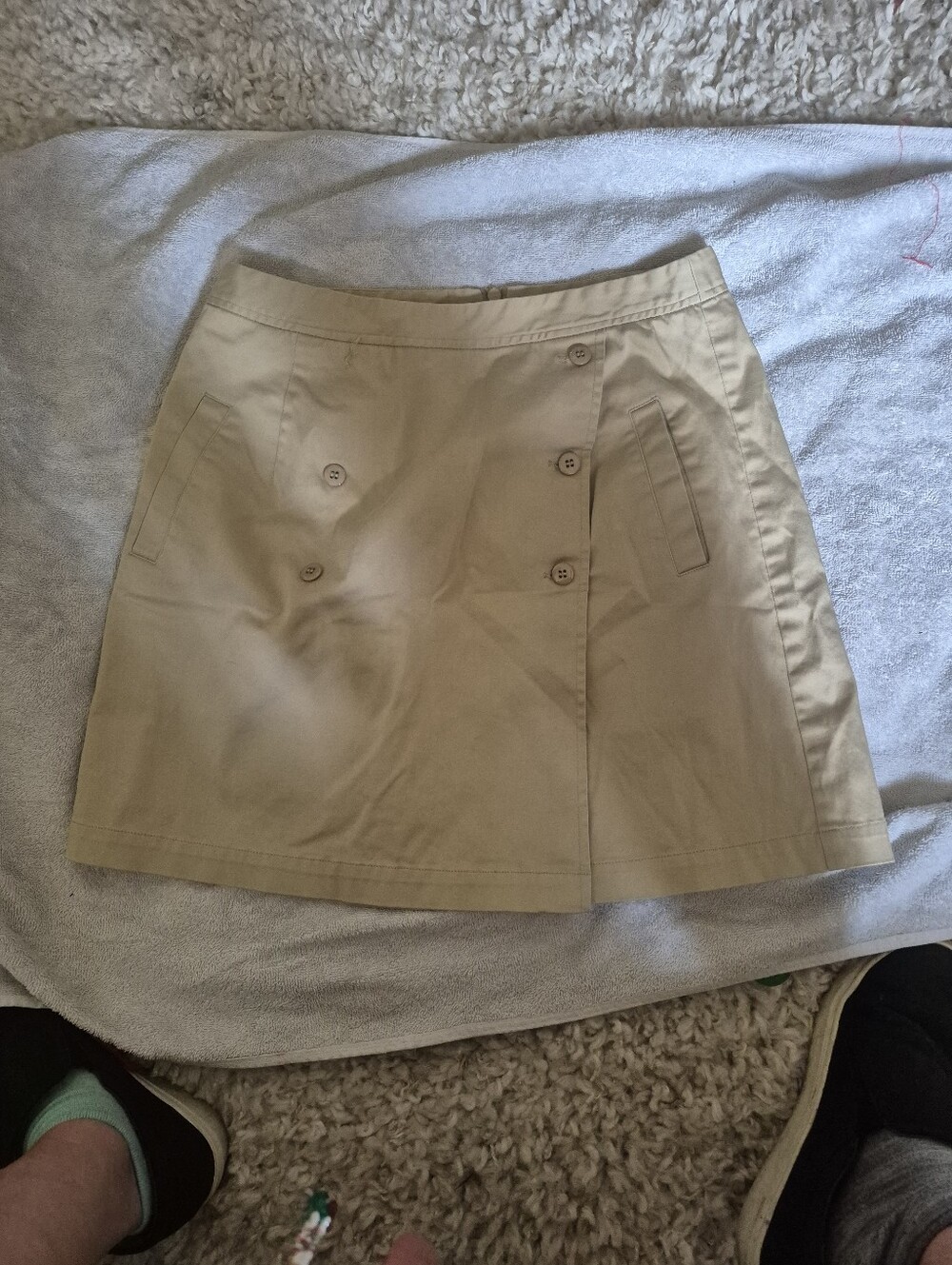 mac & jac Neutral Tan Asymmetrical Button Skirt